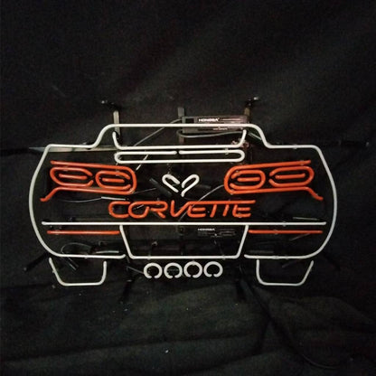 Corvette  Blue Auto Car Neon Signs