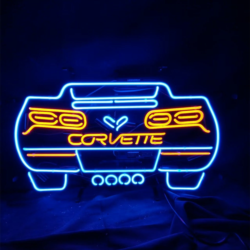 Corvette  Blue Auto Car Neon Signs - Prop and Piston