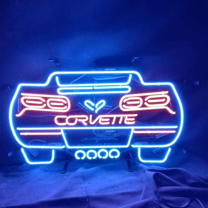 Corvette  Blue Auto Car Neon Signs - Prop and Piston