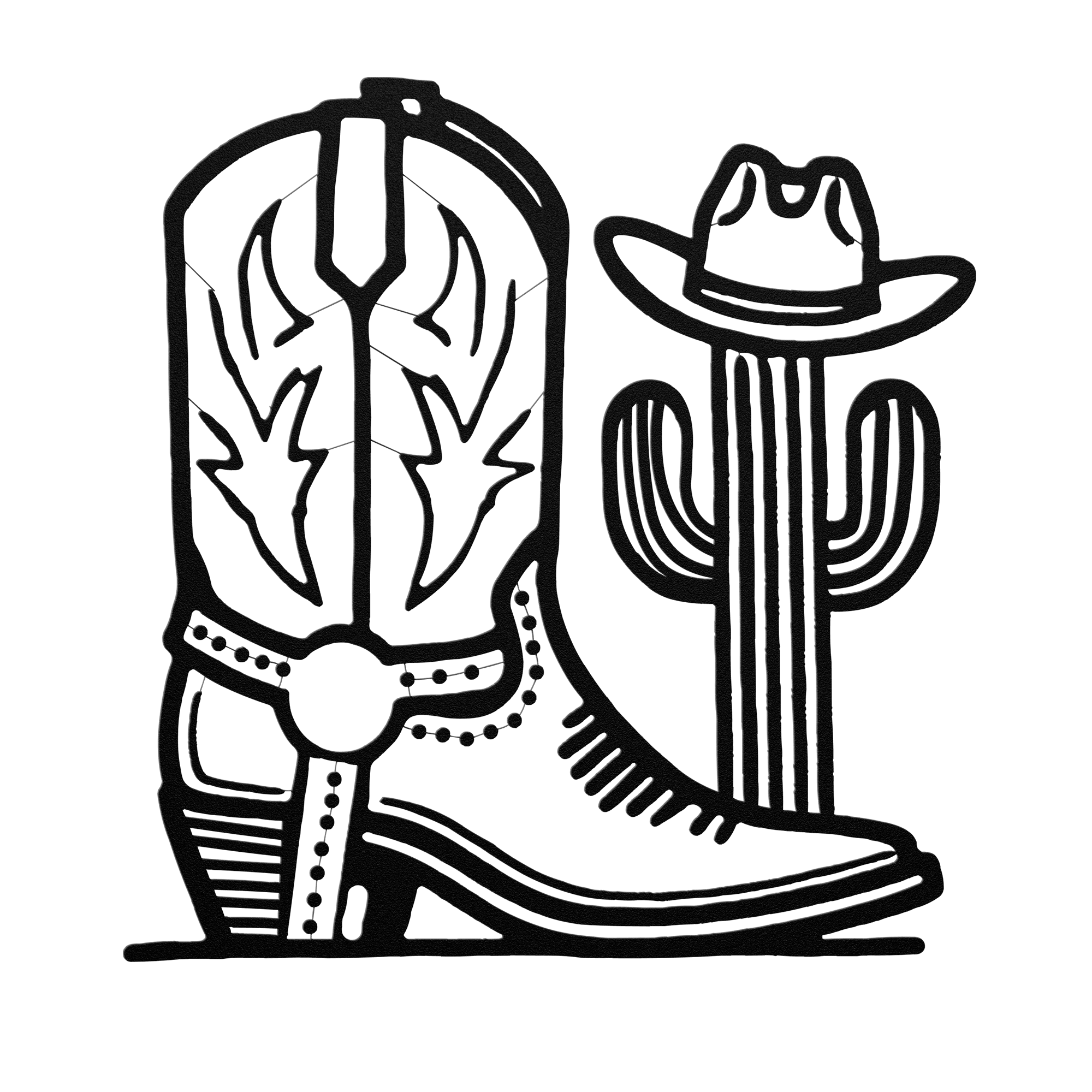 Cowboy Boot and Cactus metal wall art