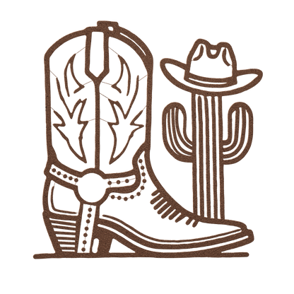Metal Wall Art Cowboy Boot Cactus Metal Art