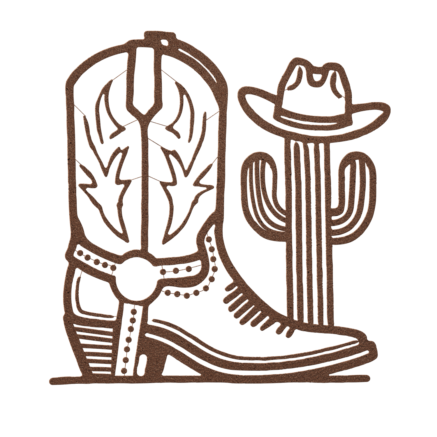 Cowboy Boot and Cactus metal wall art