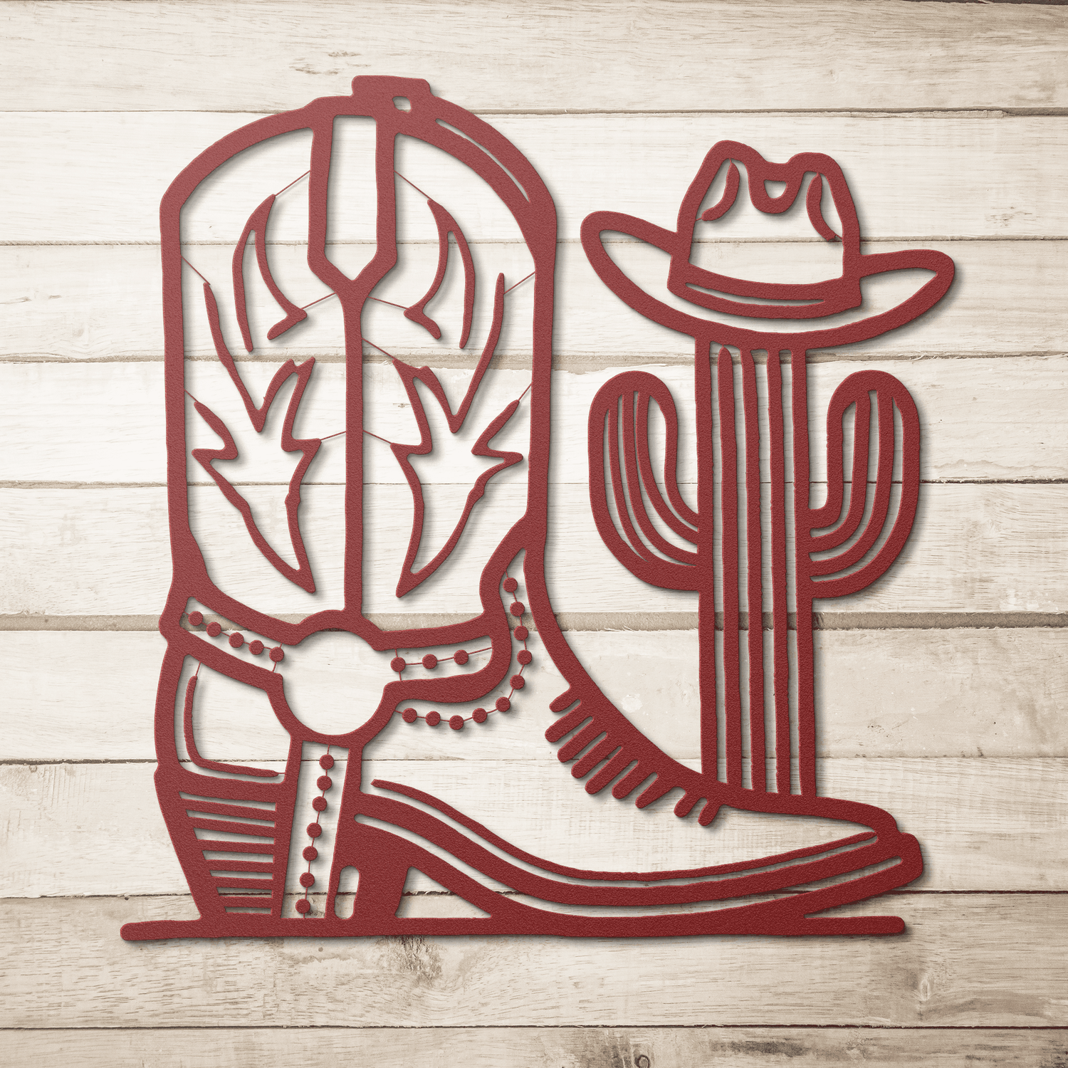 Metal Wall Art Cowboy Boot Cactus Metal Art