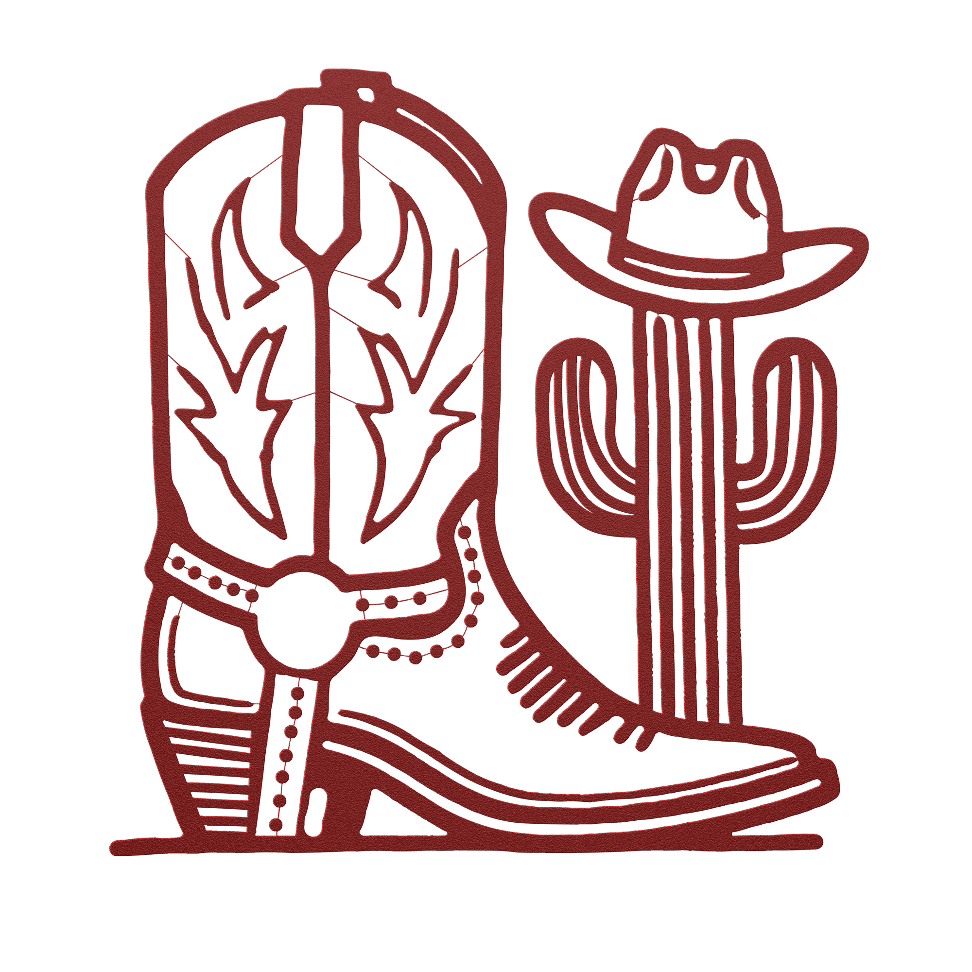 Cowboy Boot and Cactus metal wall art