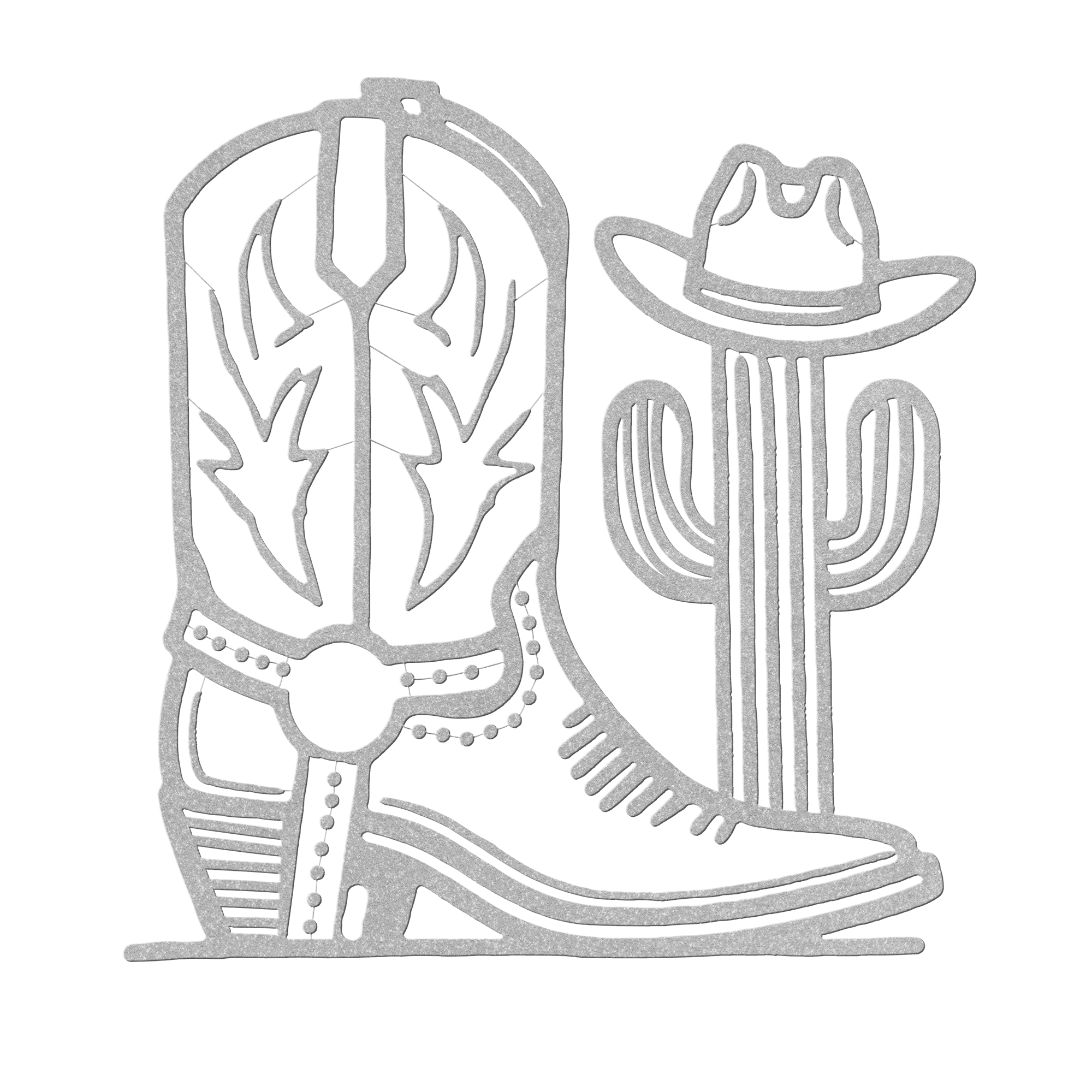 Metal Wall Art Cowboy Boot Cactus Metal Art