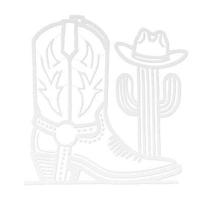 Cowboy Boot and Cactus metal wall art