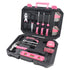 Essential 65-Piece Pink Tool Set with Socket Set and Most-Used Tools for Do it Yourself Repairs and Maintenance - DT0001P - Prop and Piston