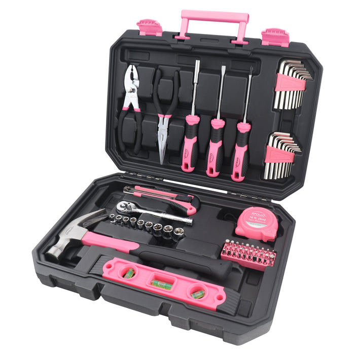 Essential 65-Piece Pink Tool Set with Socket Set and Most-Used Tools for Do it Yourself Repairs and Maintenance - DT0001P - Prop and Piston