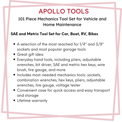 101 Piece Mechanic Tool Set for Vehicle and Home Maintenance, Roadside Emergencies. SAE and Metric Tool Set for Car, Boat, RV, Bikes - DT0006 - Prop and Piston