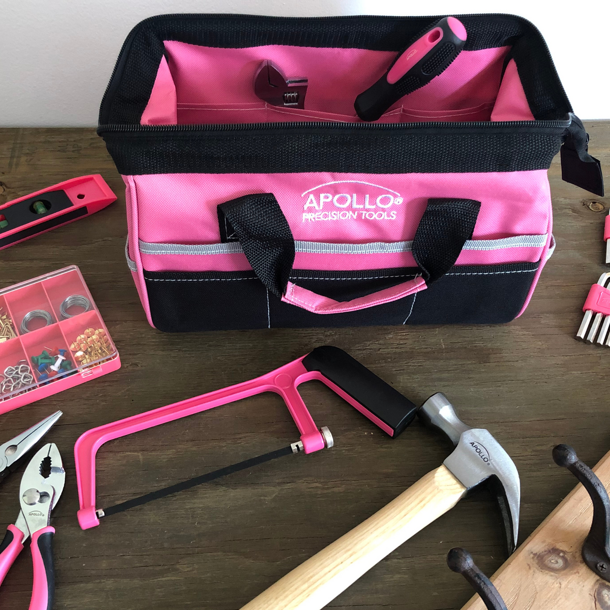 201 Piece Household Tool Kit in a Soft-Sided Tool Bag Pink - DT0020P - Prop and Piston