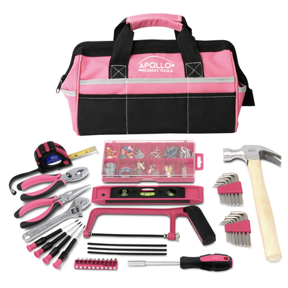 201 Piece Household Tool Kit in a Soft-Sided Tool Bag Pink - DT0020P - Prop and Piston