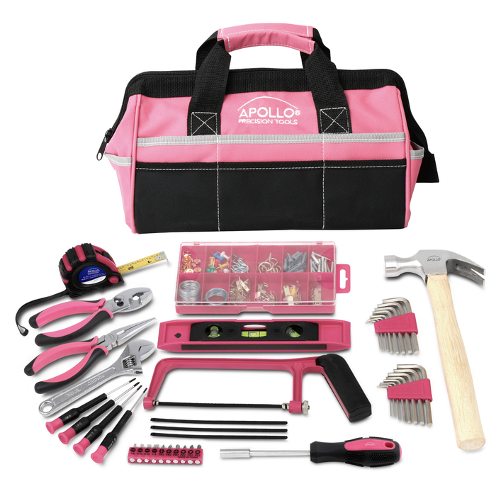 201 Piece Household Tool Kit in a Soft-Sided Tool Bag Pink - DT0020P - Prop and Piston