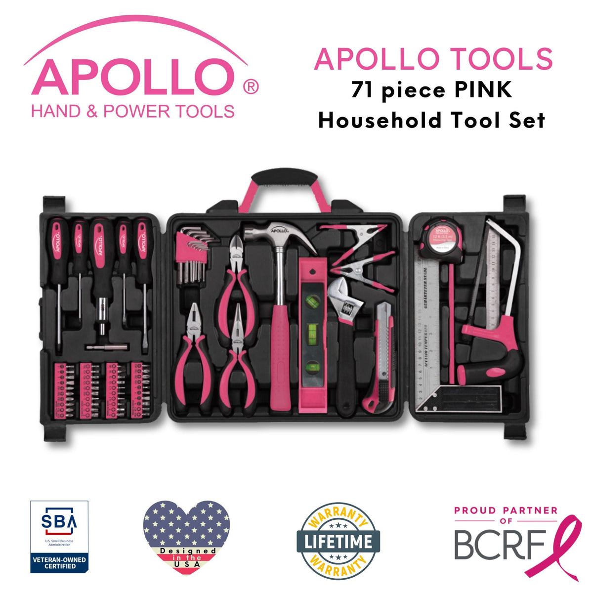 71 Piece Household Tool Kit Pink - DT0204P - Prop and Piston