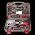 135 piece household tool set with cordless screwdriver and various hand tools in a portable case