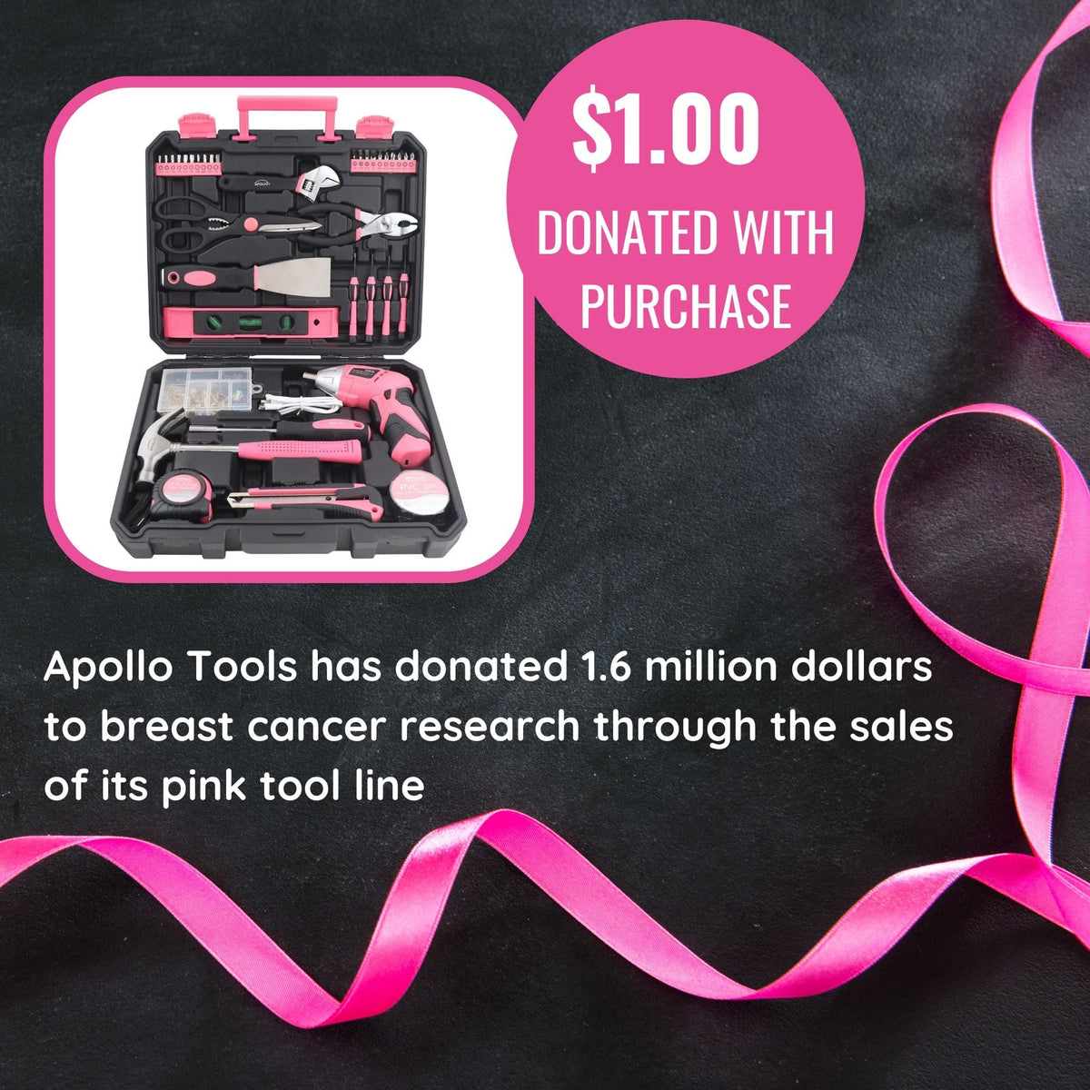 New and Improved 135 Piece Pink Household Tool Set with Pivoting Dual-Angle 3.6 Volt Lithium-Ion Cordless Screwdriver in Hard Case - DT0774P - Prop and Piston