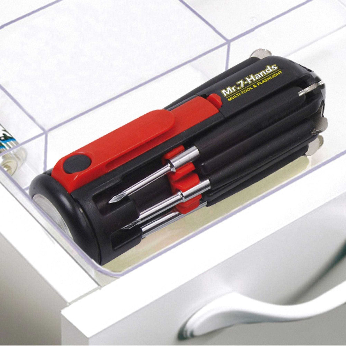 Mr. 7-Hands multi-screwdriver with 8 bits and LED flashlight compact tool