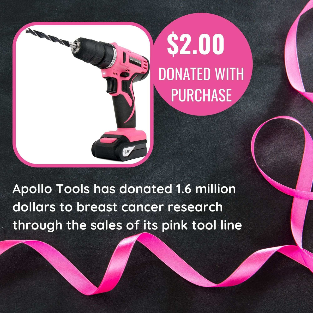 10.8 Volt Lithium-Ion cordless pink drill with 30-piece accessory set and keyless chuck