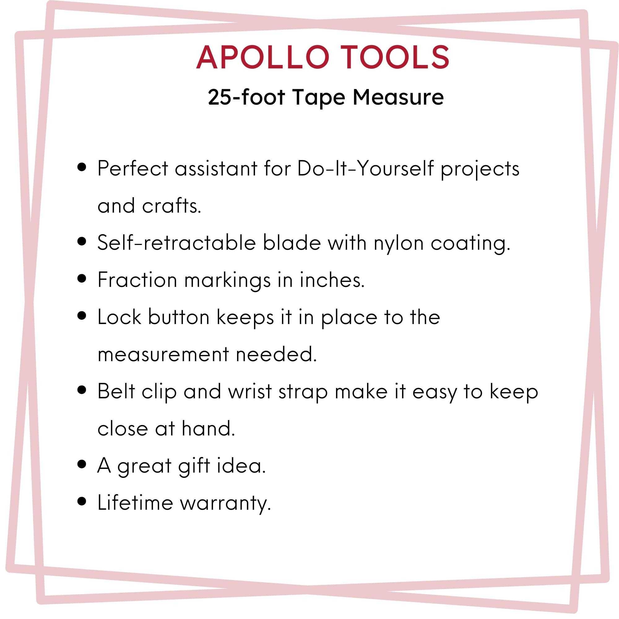 25ft. Tape Measure - Black - DT5002 - Prop and Piston