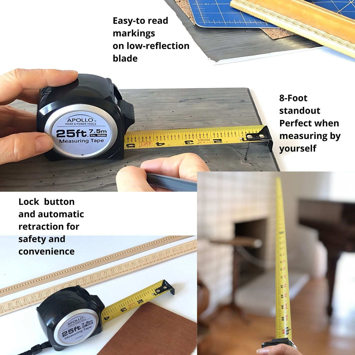 25ft. Tape Measure - Black - DT5002 - Prop and Piston
