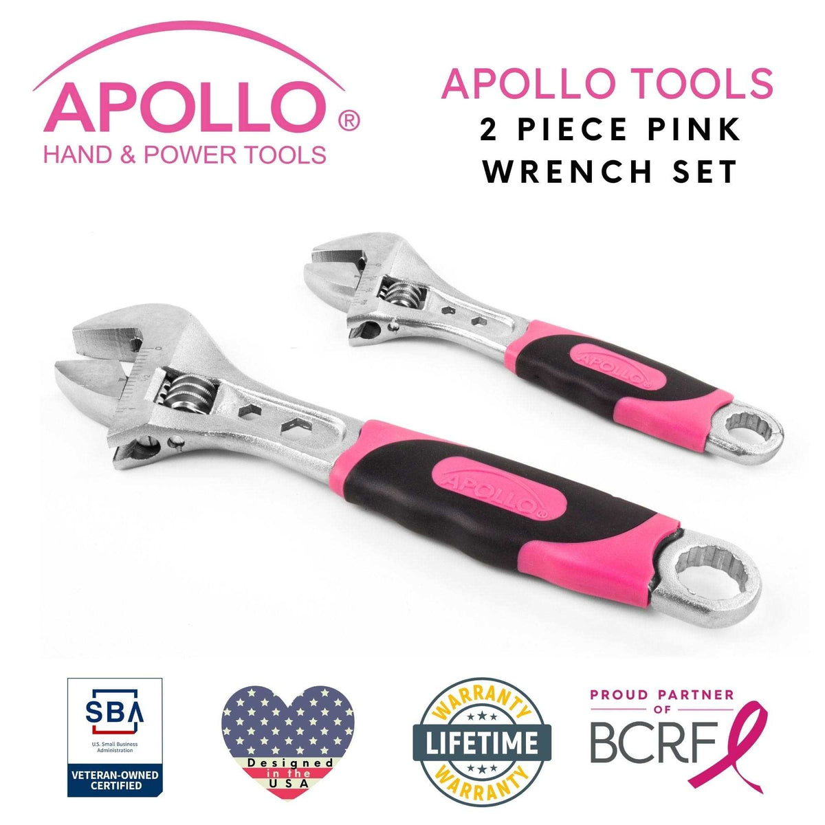 2 Adjustable Wrenches - Pink - DT5007P - Prop and Piston