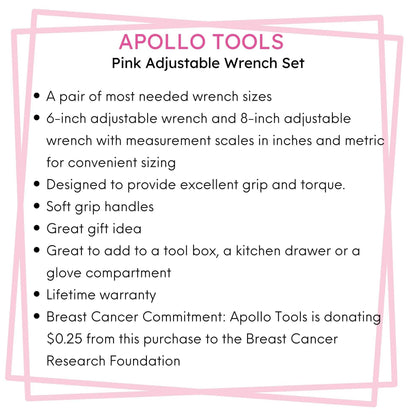 2 Adjustable Wrenches - Pink - DT5007P - Prop and Piston