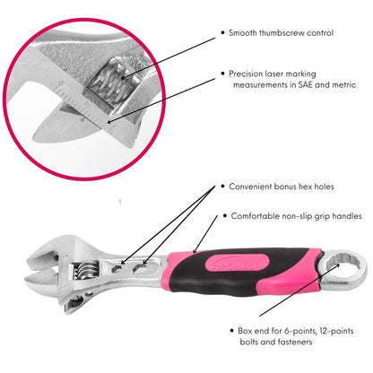 2 Adjustable Wrenches - Pink - DT5007P - Prop and Piston