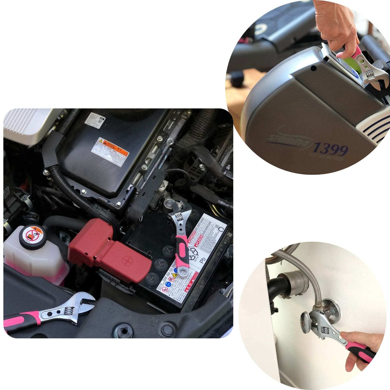 2 Adjustable Wrenches - Pink - DT5007P - Prop and Piston