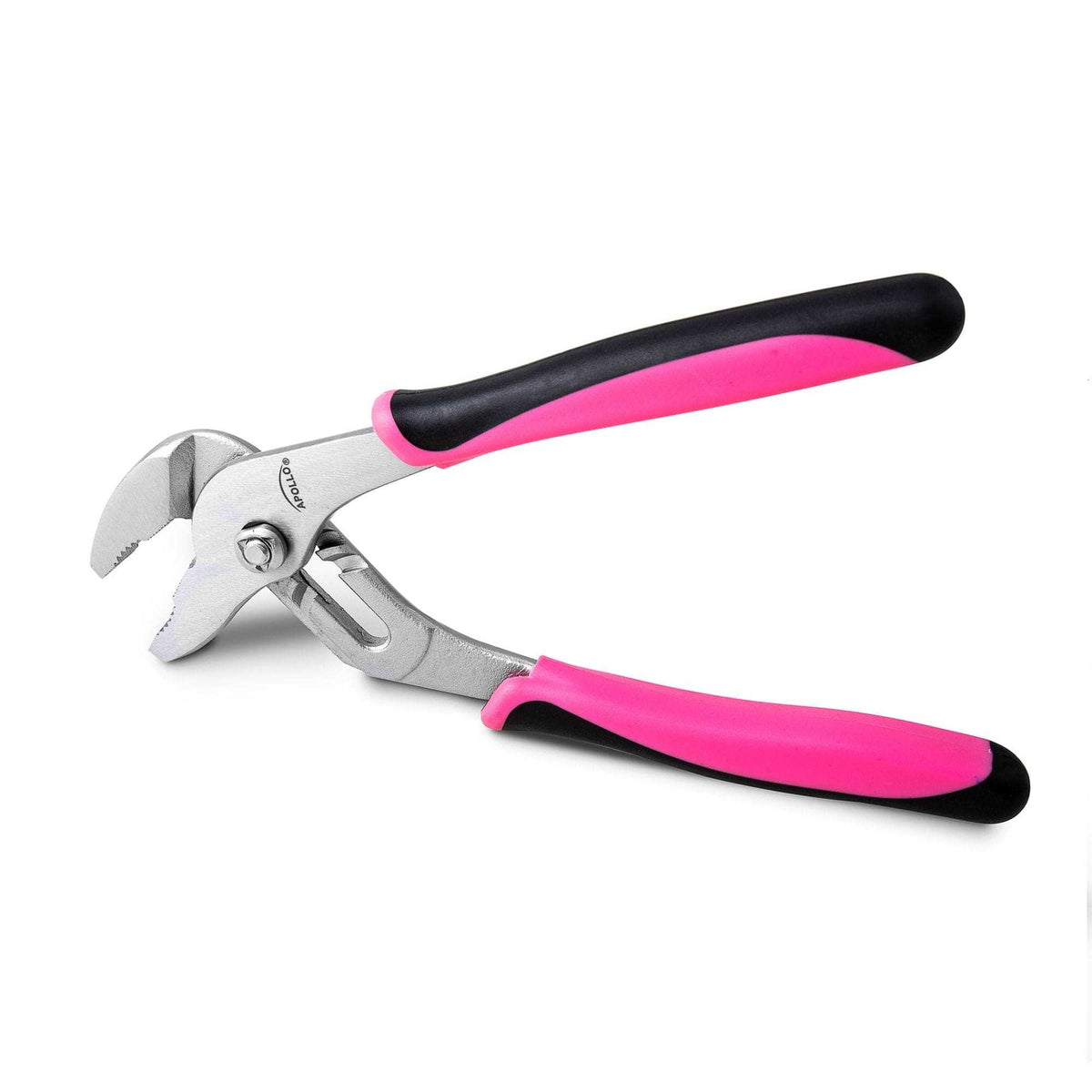 Set of 3 pink pliers including slip joint, diagonal, and groove joint pliers with soft-grip handles for DIY tasks