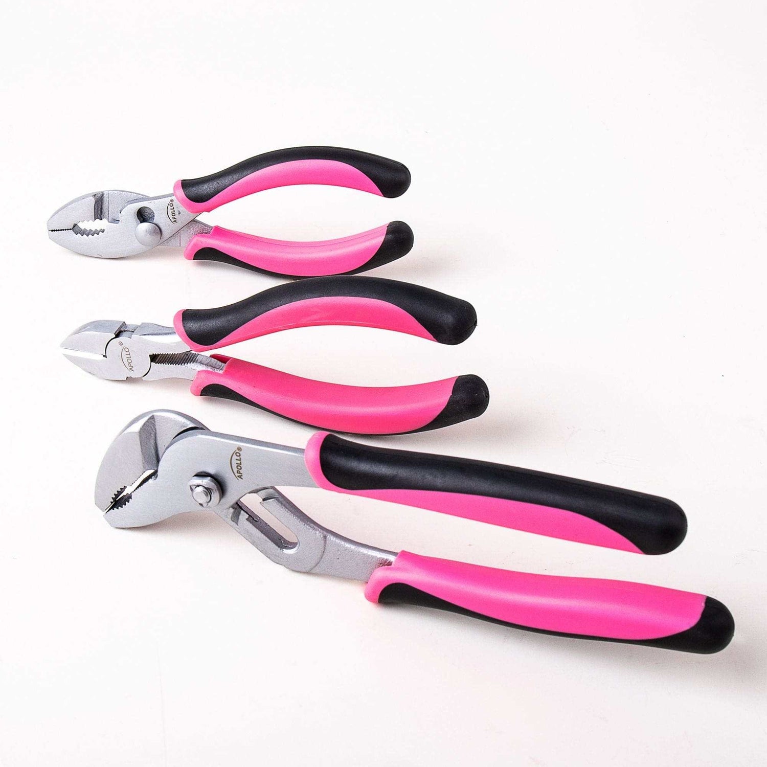 Set of 3 pink pliers with soft-grip handles for DIY tasks and crafts