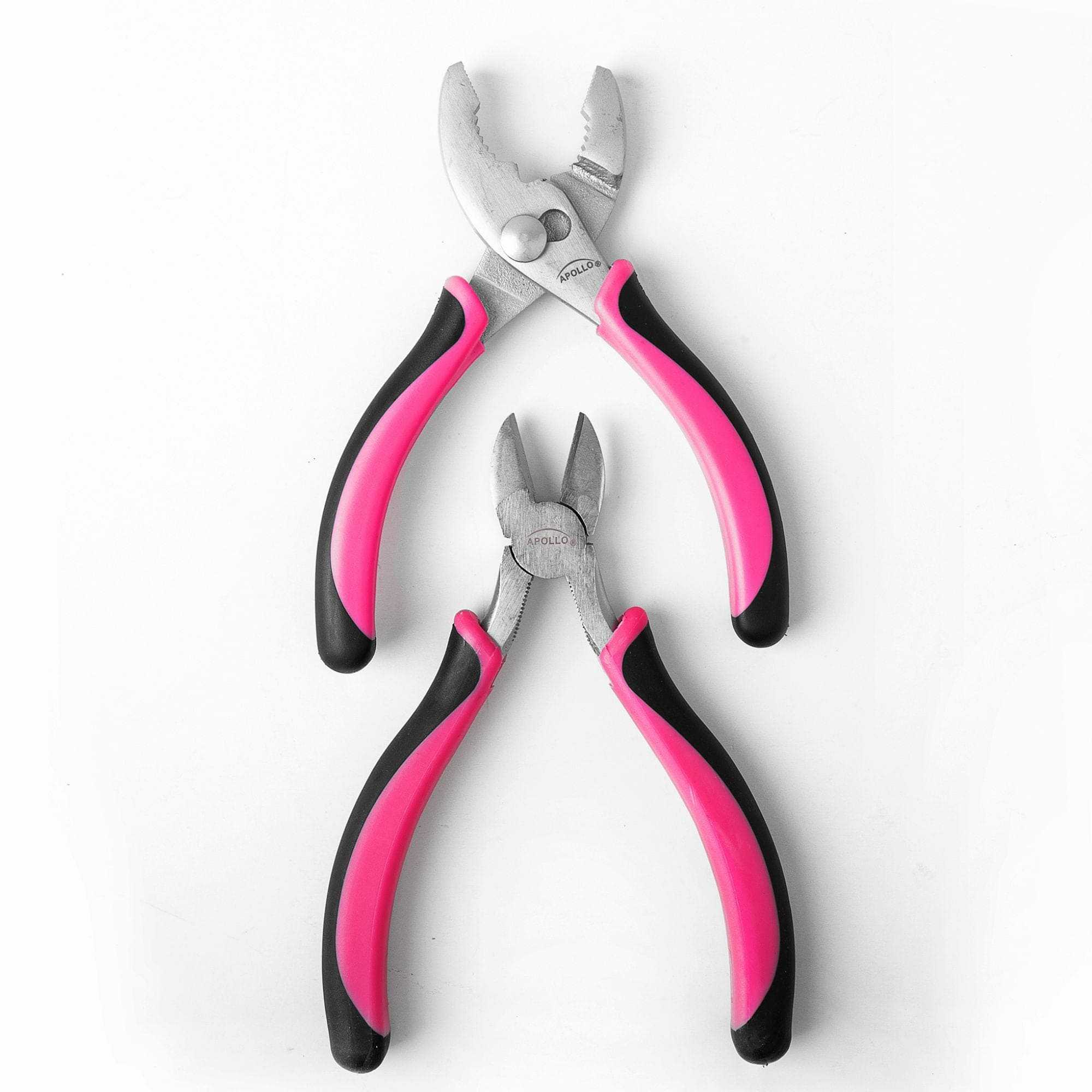 Set of 3 pink pliers with soft-grip handles for versatile DIY tasks
