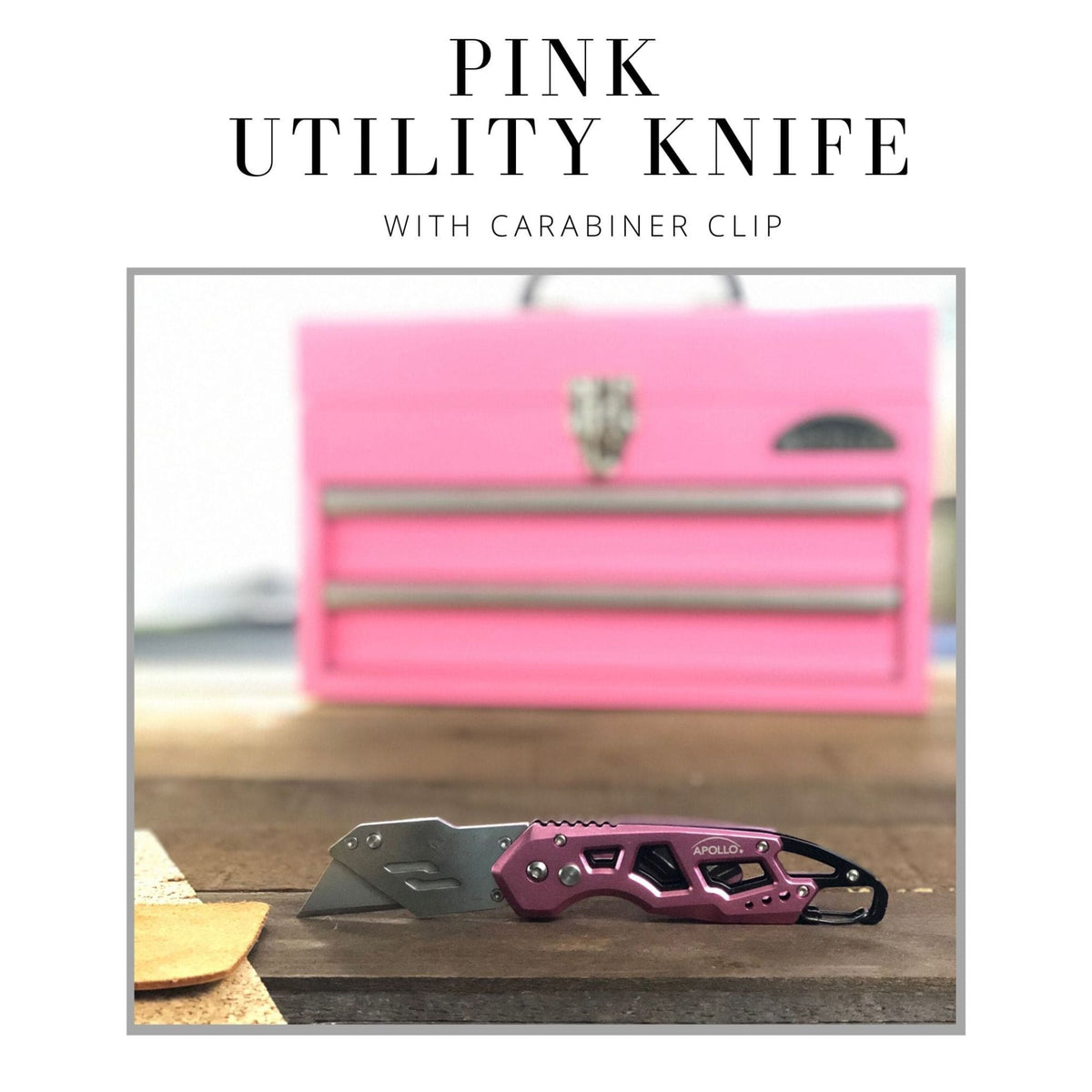 Ergonomic Stainless Steel, Lightweight, Foldable Pink Utility Knife with Carabiner Clip and Fast-Change Blade - DT5017P - Prop and Piston