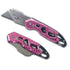 Ergonomic Stainless Steel, Lightweight, Foldable Pink Utility Knife with Carabiner Clip and Fast-Change Blade - DT5017P - Prop and Piston