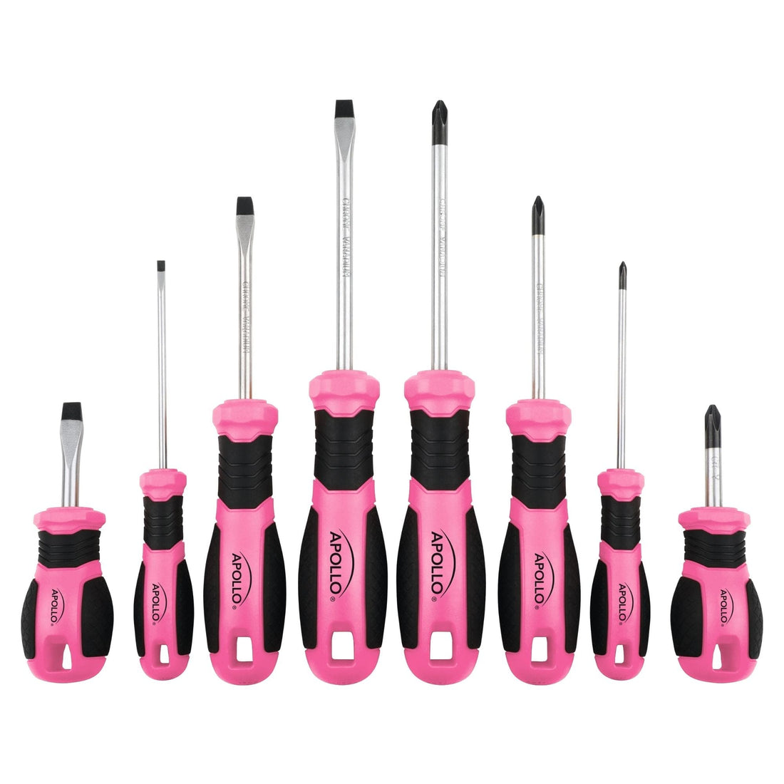 Apollo Tools 8 Pink Essential Screwdriver Set DT5018P - Prop and Piston