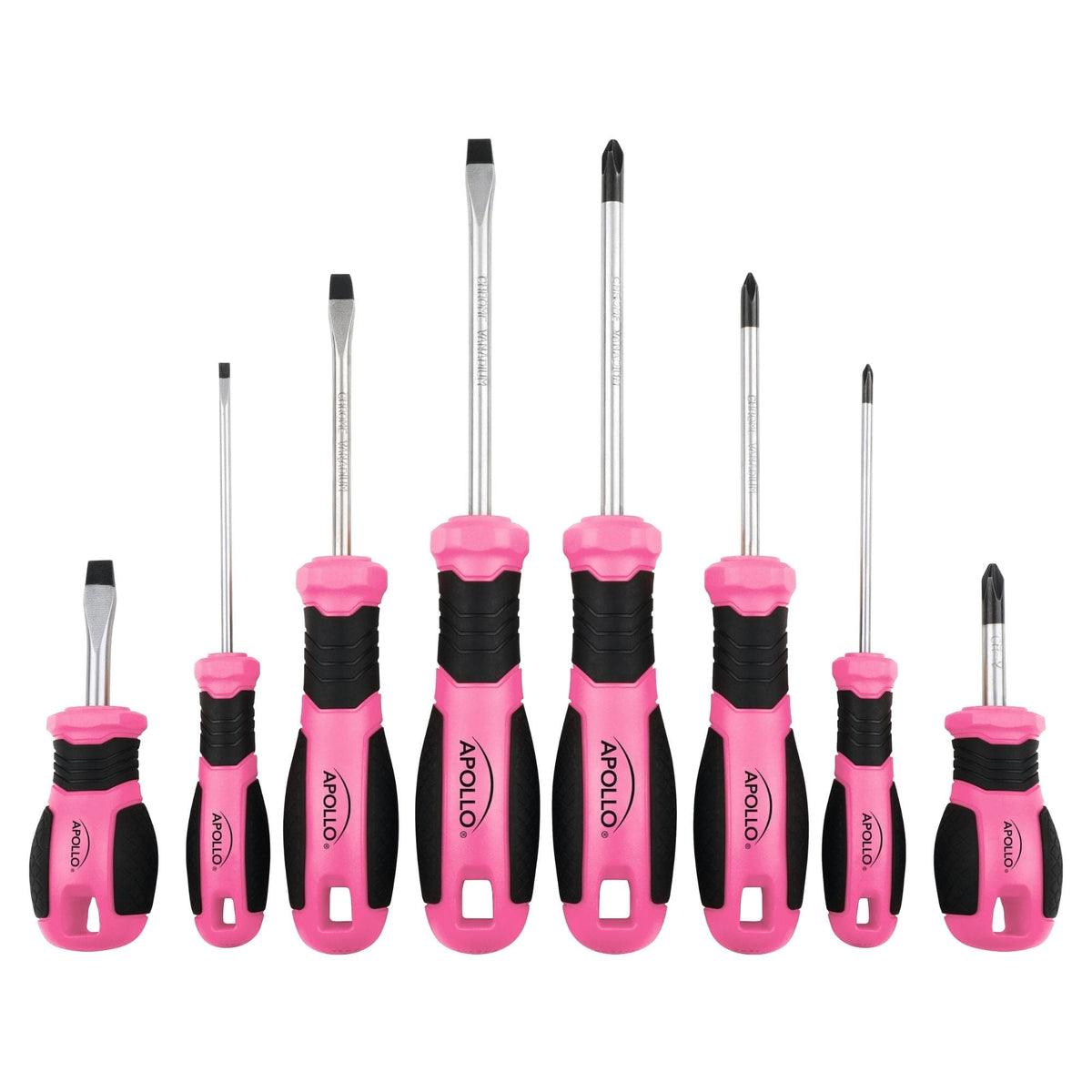 Apollo Tools 8 Pink Essential Screwdriver Set DT5018P - Prop and Piston
