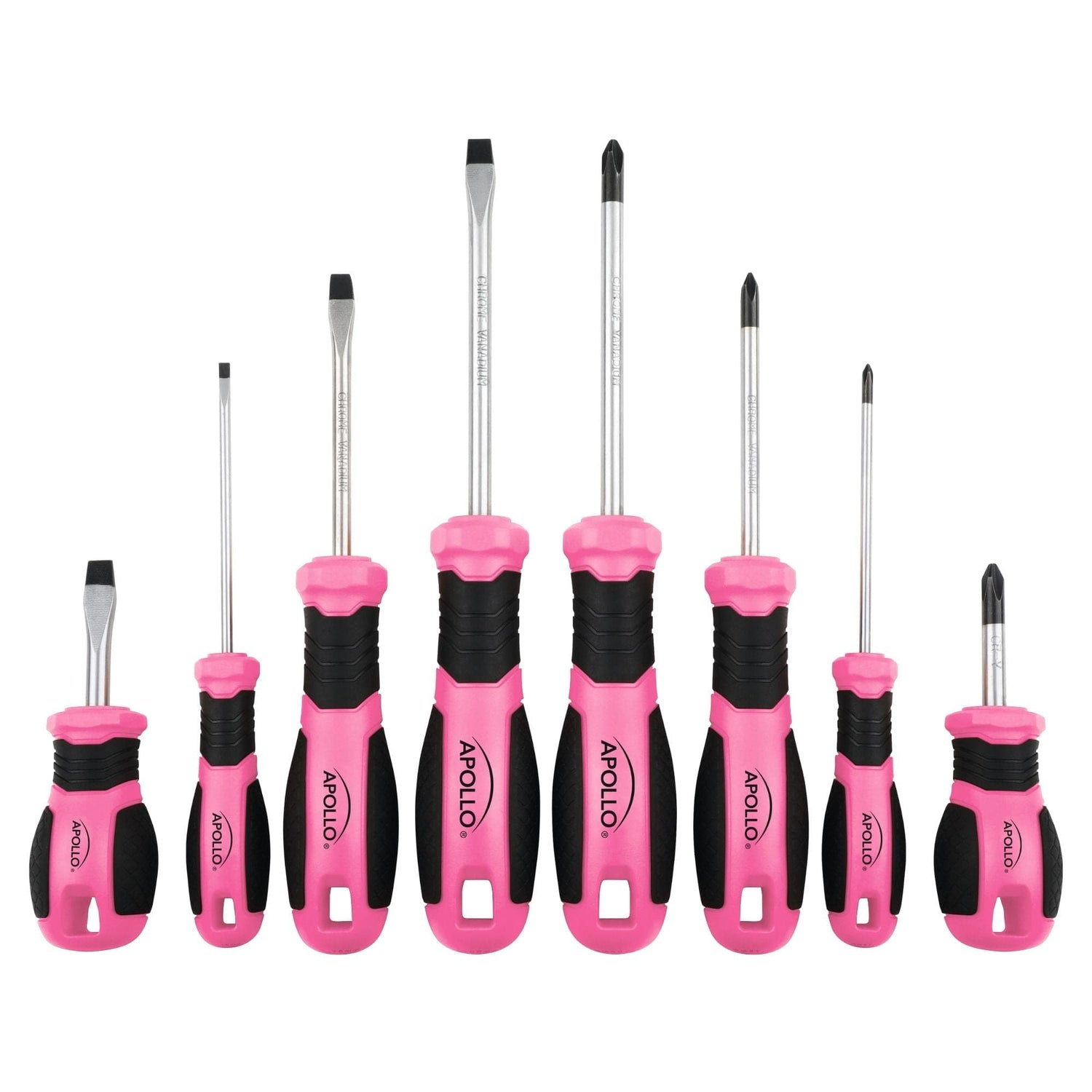 Apollo Tools 8 Pink Essential Screwdriver Set DT5018P - Prop and Piston