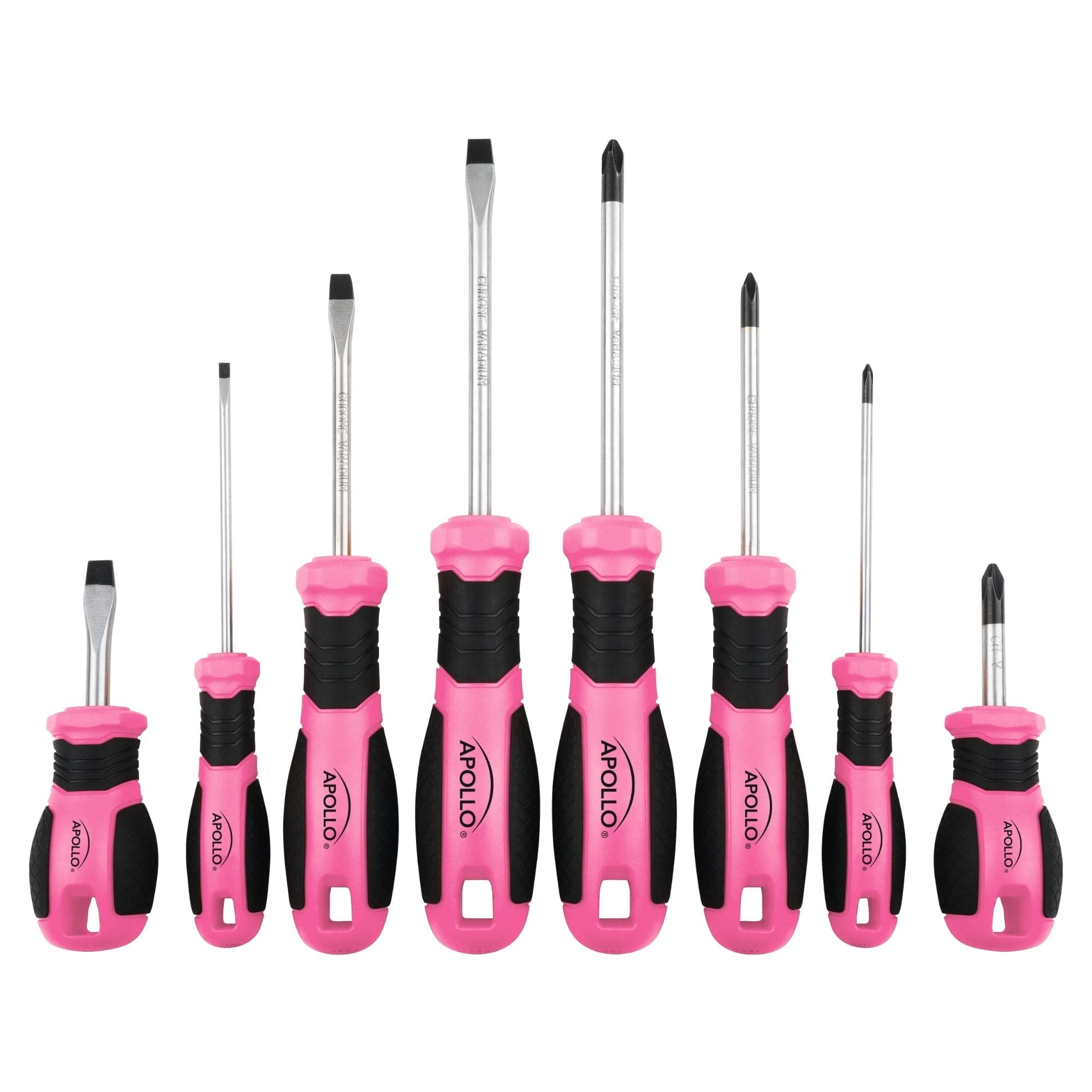 Apollo Tools 8 Pink Essential Screwdriver Set DT5018P - Prop and Piston