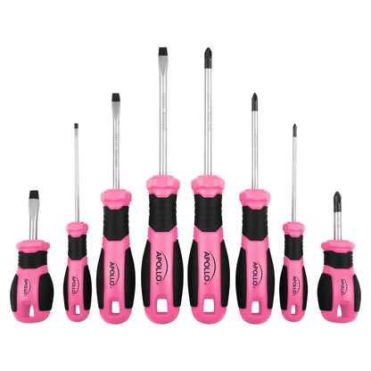 Apollo Tools 8 Pink Essential Screwdriver Set DT5018P - Prop and Piston