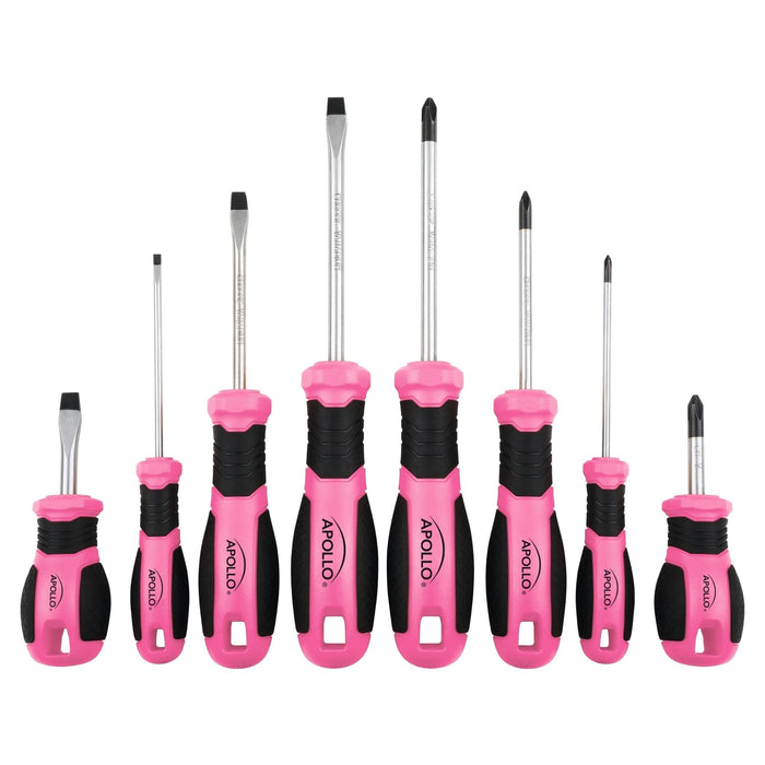 Apollo Tools 8 Pink Essential Screwdriver Set DT5018P - Prop and Piston