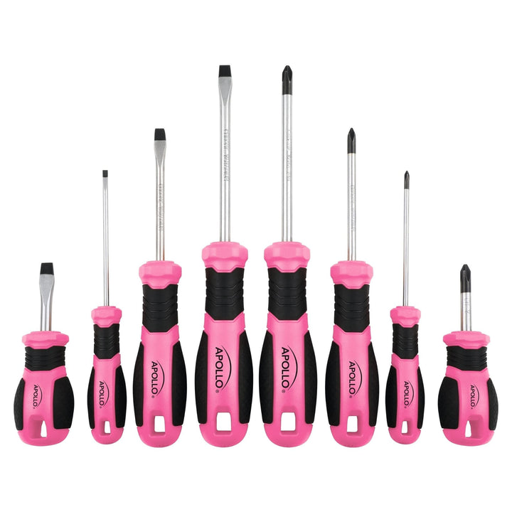Apollo Tools 8 Pink Essential Screwdriver Set DT5018P - Prop and Piston