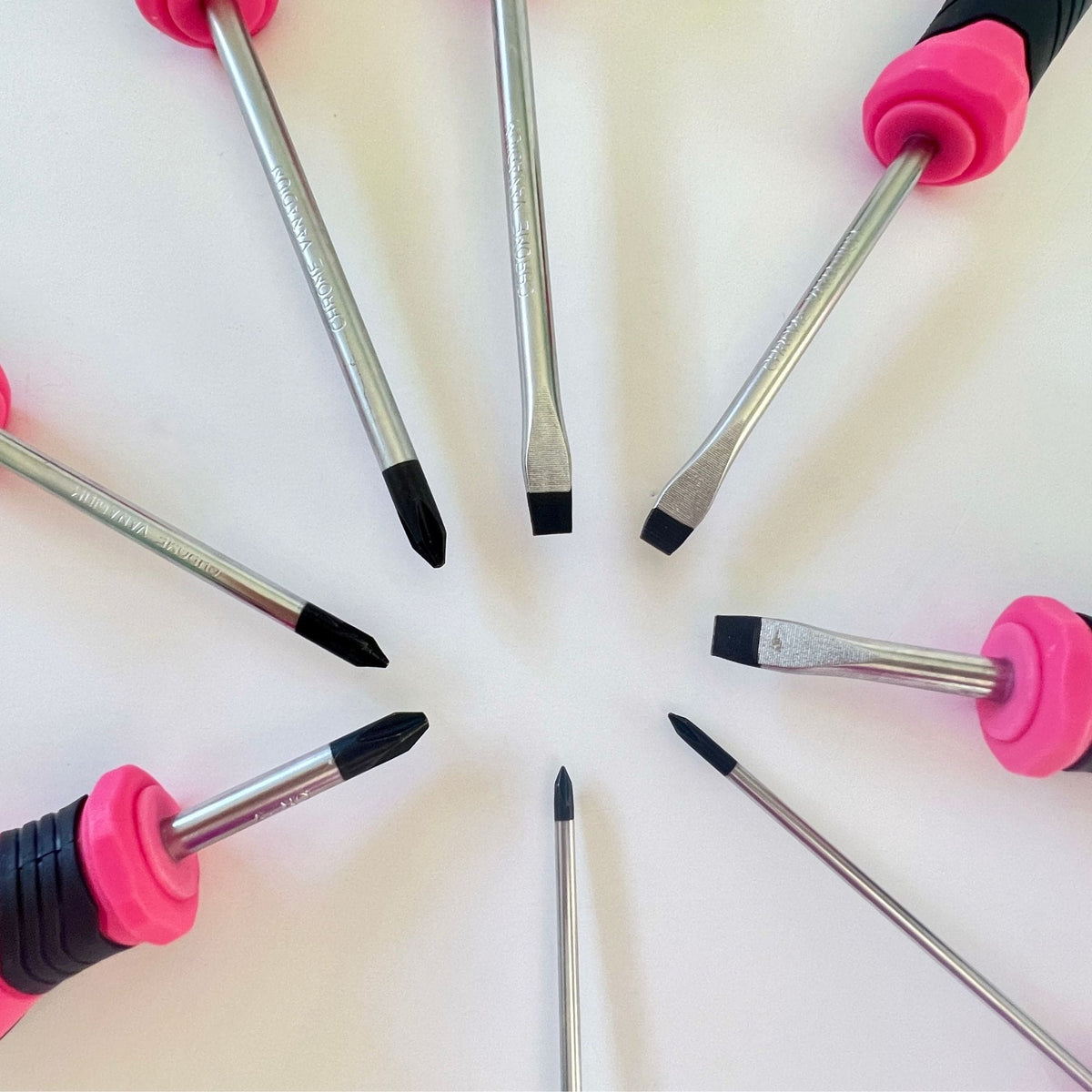 Apollo Tools 8 Pink Essential Screwdriver Set DT5018P - Prop and Piston