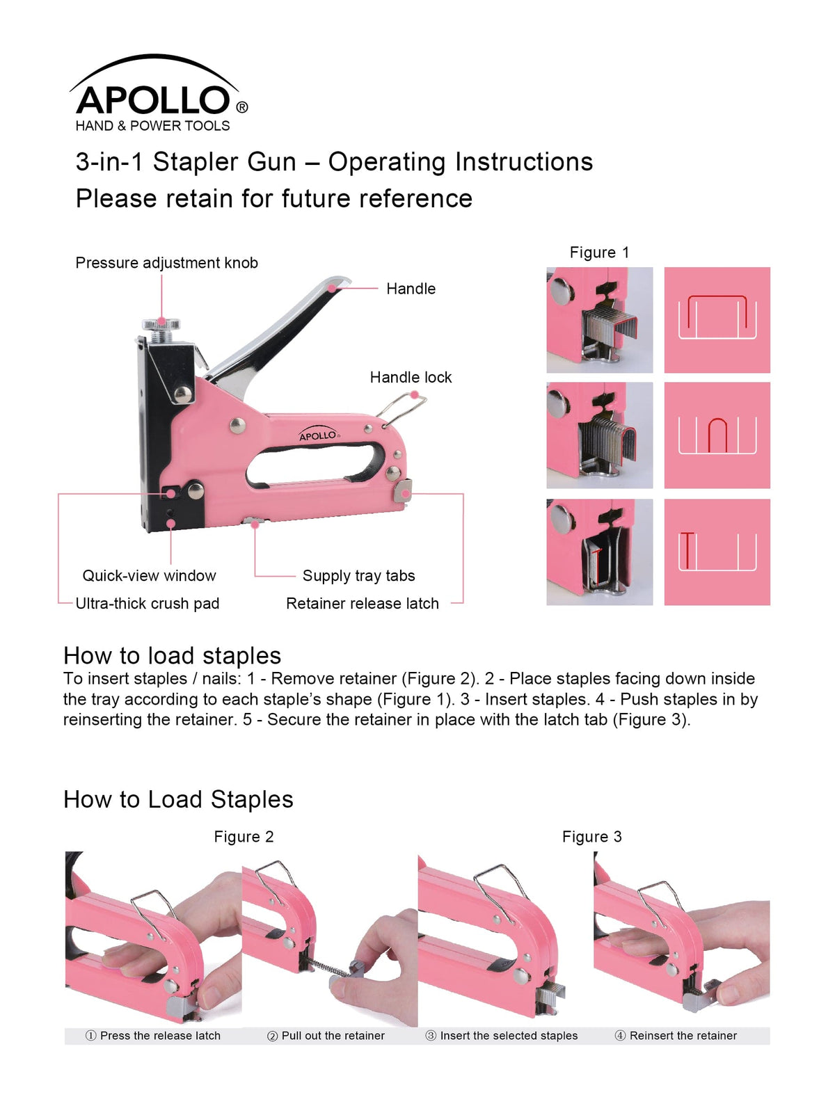 Pink Stapler with Power Adjustment Knob and 3000 Staples assortment-- DT5020P - Prop and Piston