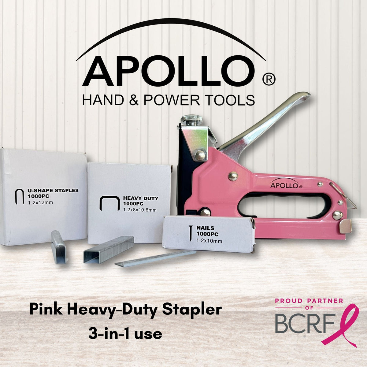 Pink Stapler with Power Adjustment Knob and 3000 Staples assortment-- DT5020P - Prop and Piston