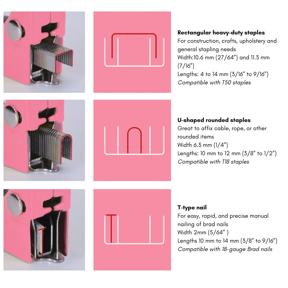 Pink Stapler with Power Adjustment Knob and 3000 Staples assortment-- DT5020P - Prop and Piston