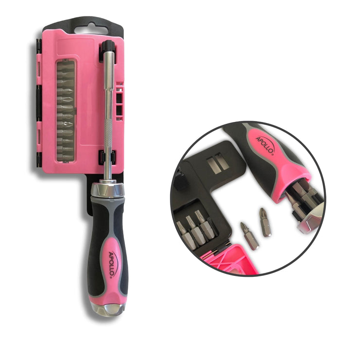 13-in-1 Ratcheting Screwdriver with Bit Set – Pink -- DT5021P - Prop and Piston