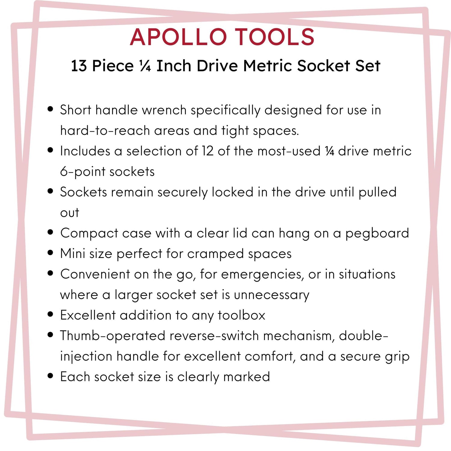 13 Piece ¼ Inch Drive Metric Socket Set - DT5023 - Prop and Piston
