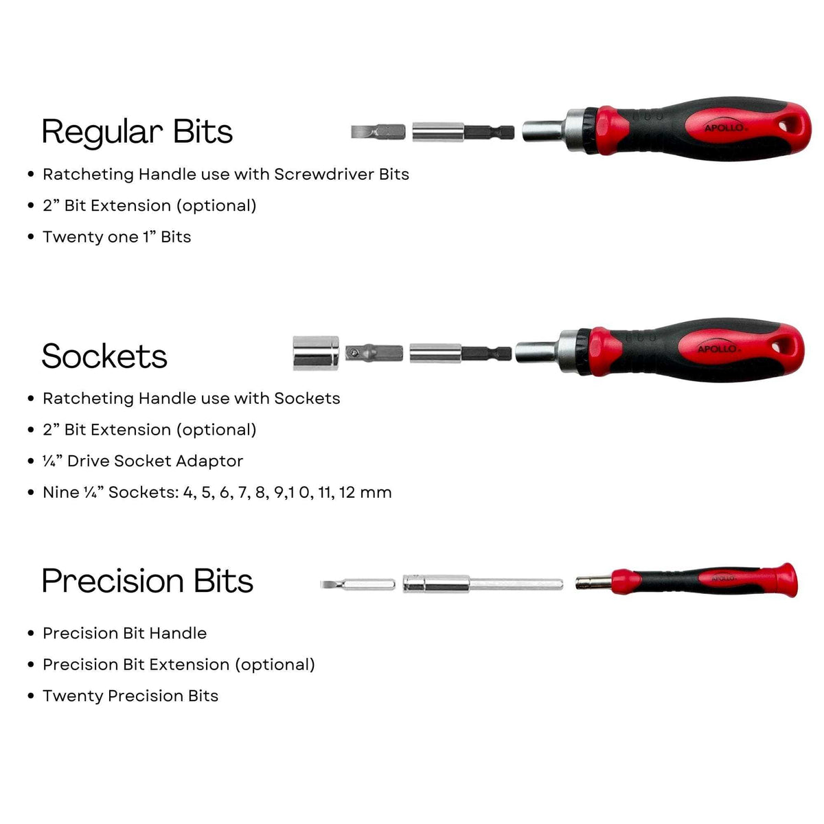 55 Piece Metric Tool Set with Ratcheting Bit Driver, Precision Bit Driver and Bit Assortment - DT5024 - Prop and Piston