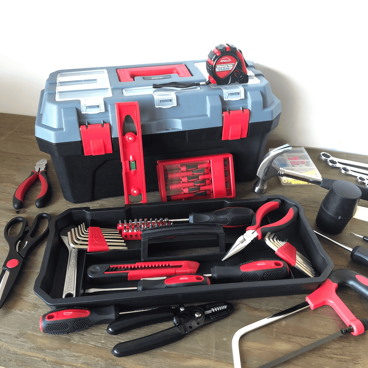Red 170 Piece Household Tool Kit with New and Improved Tool Box - DT7103 - Prop and Piston