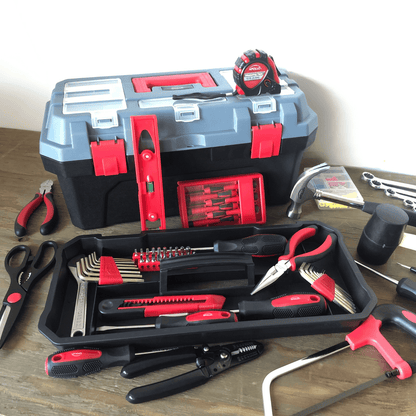 Red 170 Piece Household Tool Kit with New and Improved Tool Box - DT7103 - Prop and Piston