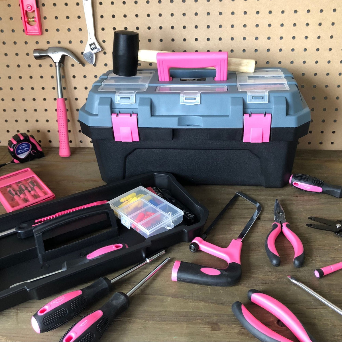 Pink 170 Piece Household Tool Kit with New and Improved Tool Box - DT7103P - Prop and Piston
