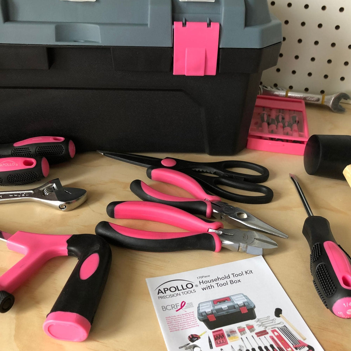 Pink 170 Piece Household Tool Kit with New and Improved Tool Box - DT7103P - Prop and Piston